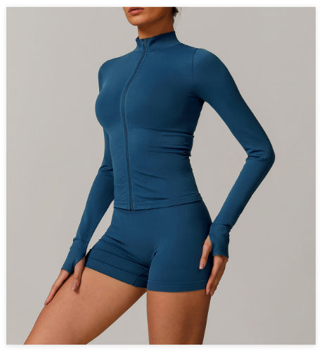 Stand Collar Zipper Yoga