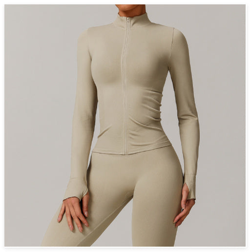 Stand Collar Zipper Yoga